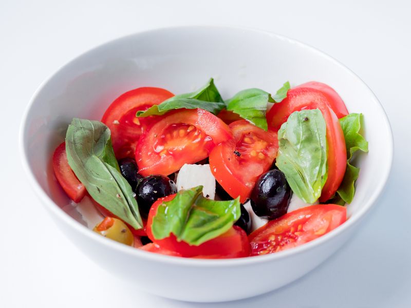 Healthy fresh piada bowl with vegetables and protein